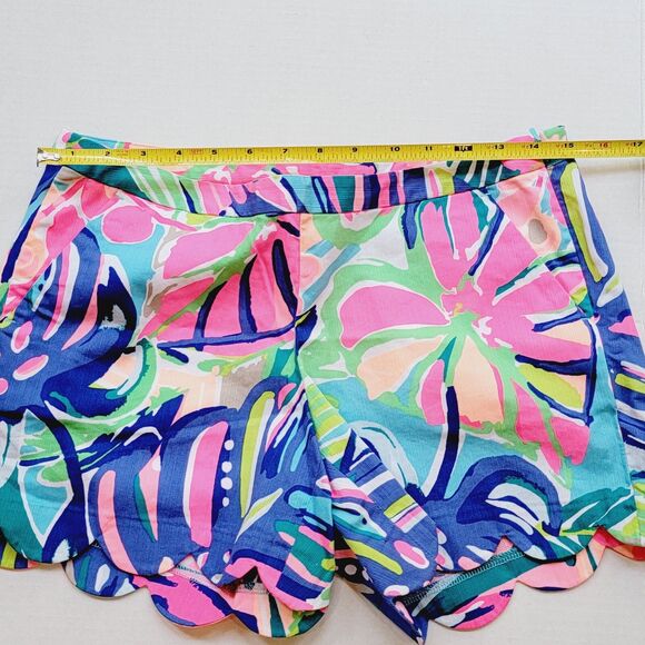 Lilly Pulitzer 5" Magnolia Scallop Shorts Womens 4 Multi Exotic Garden Pink Blue - Picture 9 of 11